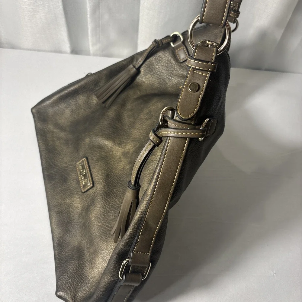 Simply‎ Noelle Bronze Metallic Large Hobo  Tassels Handbag Purse Boho Western